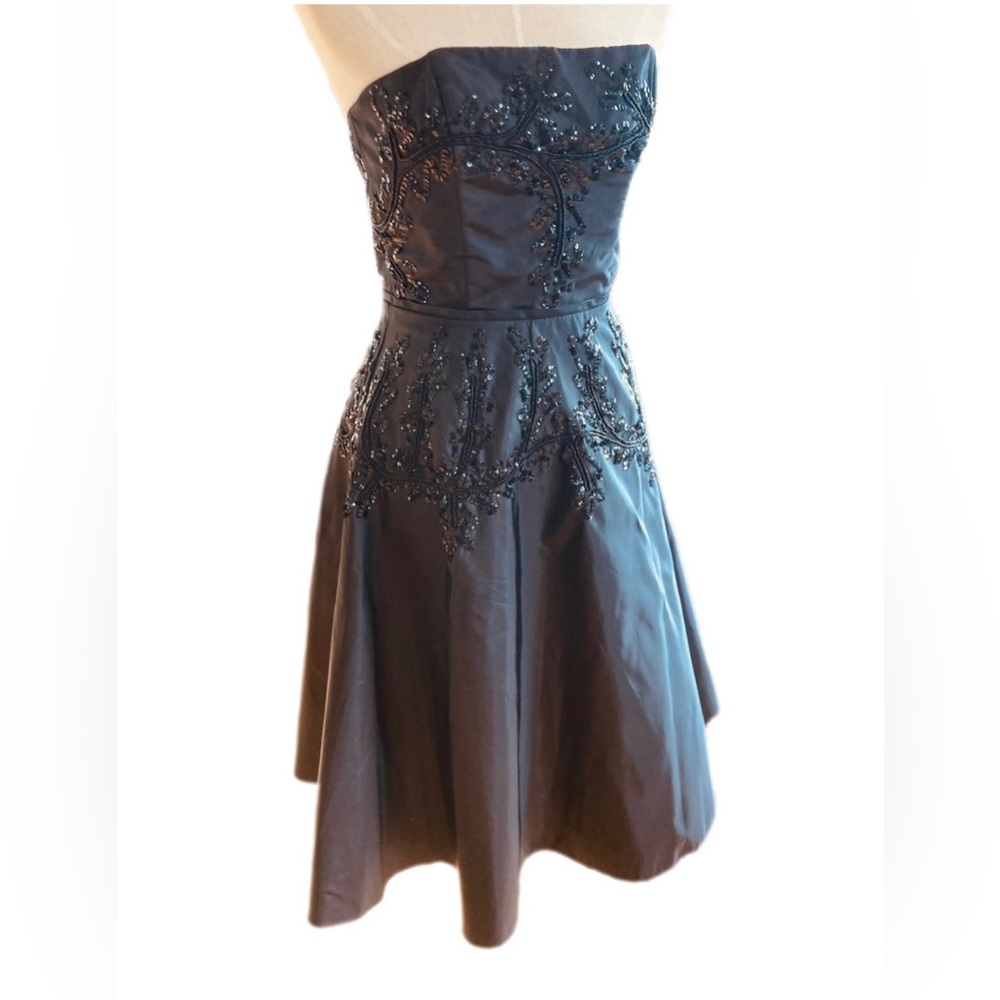 Vintage Betsy Johnson Evening Black Taffeta Beaded Dress Sz 2